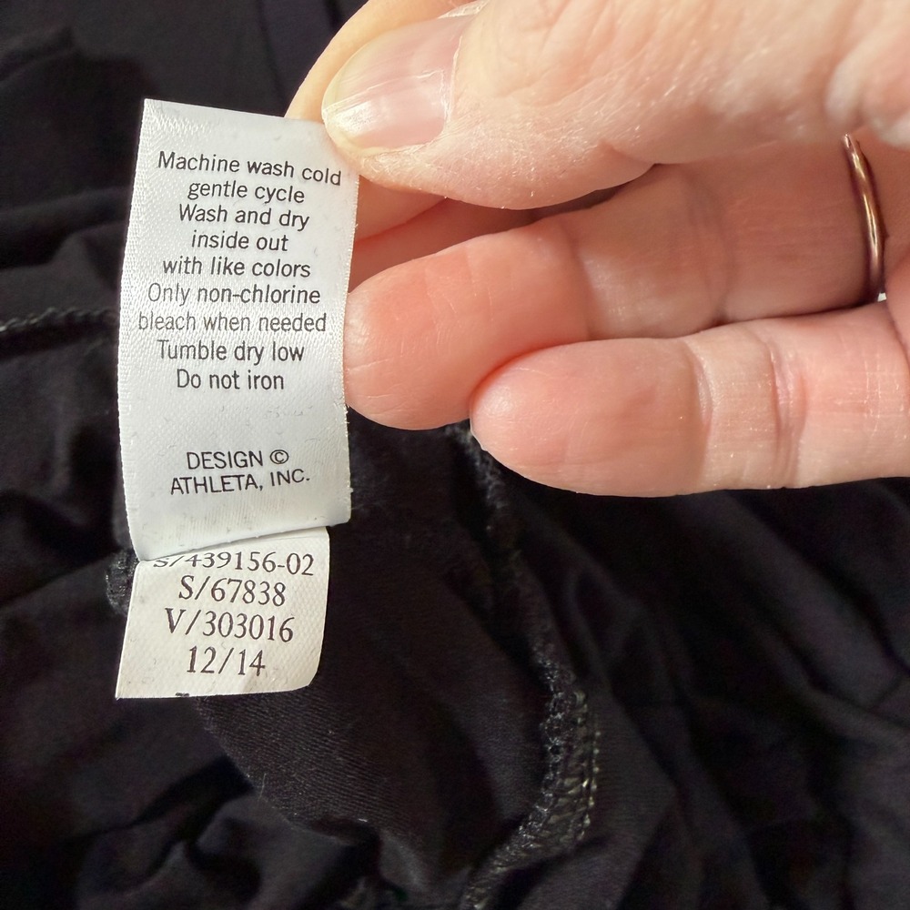 Athleta Topanga V Neck Dress Sz XXS Black Ruched Athleisure Travel Stretch - Picture 8 of 8